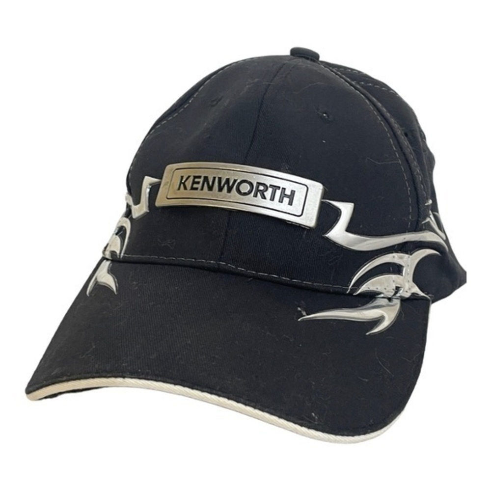 Kenworth Metallic Logo Baseball Cap Hat Surefit Trucker Black Silver